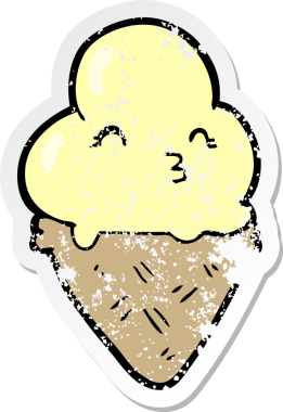 Karikatür dondurmasının orijinal, sıkıntılı çıkartması.