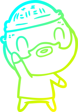 Çizgi film karakteri sakallı bir adamın orijinal soğuk gradyan çizimi.