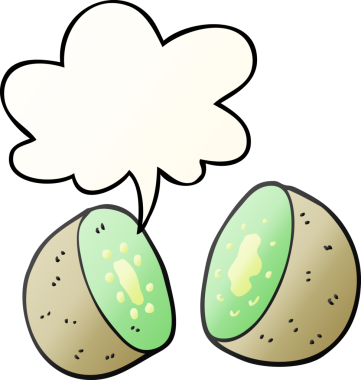 Düz eğimli konuşma baloncuklu orijinal çizgi film kivi