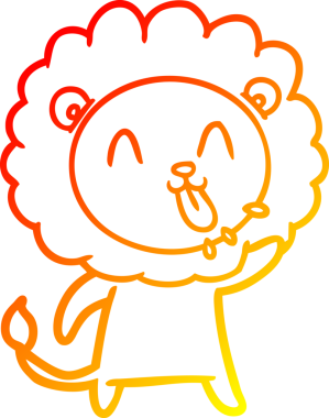 Mutlu bir çizgi film aslanının orjinal sıcak çizgi çizimi