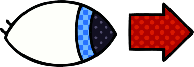 Orijinal çizgi roman tarzı bir göz bir tarafa bakıyor.