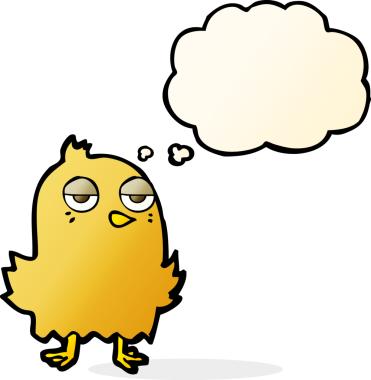 Düşünce baloncuklu orijinal sıkılmış kuş.