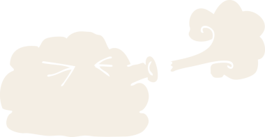 Orijinal karikatür karalama bulutu bir fırtına üflüyor