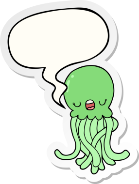 Konuşma balonu çıkartmalı orijinal denizanası.