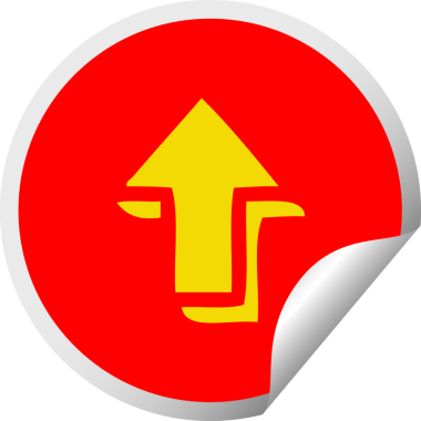 Oku işaret eden orijinal dairesel soyma etiketi