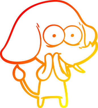 Mutlu bir karikatür filinin orjinal sıcak çizgi çizimi