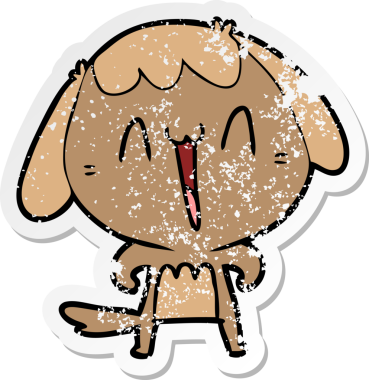 Sevimli bir çizgi köpeğin orijinal kederli çıkartması.