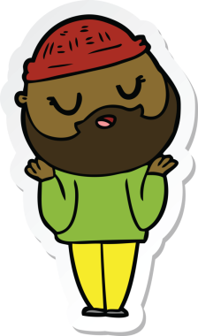 Sakallı şirin bir karikatürcünün orijinal çıkartması.