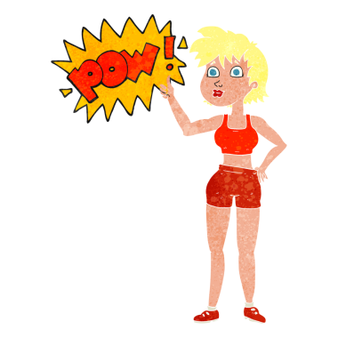 Orijinal mutlu jimnastikçi kadın başparmak işareti veriyor.