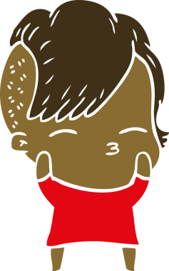 Orijinal düz renkli çizgi film karakteri şaşı kız