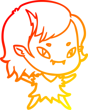 Orijinal, sıcak, çizgi film karakteri, arkadaş canlısı vampir kızın çizimi.