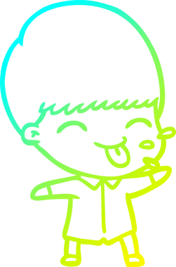 Komik bir çizgi film karakterinin orijinal soğuk gradyan çizimi