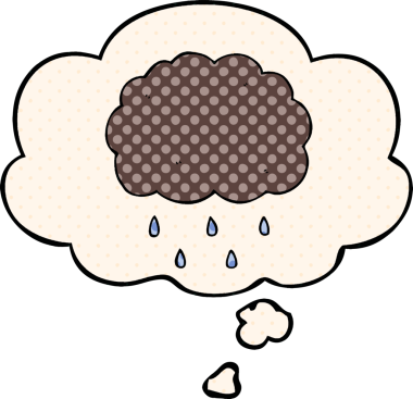 Çizgi roman tarzında orijinal karikatür bulutu yağmur gibi yağıyor.