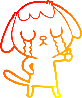 Sevimli bir köpeğin ağlayışının orjinal, sıcak çizgi çizimi.