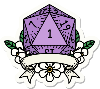 Orijinal bir d20 zar etiketi.