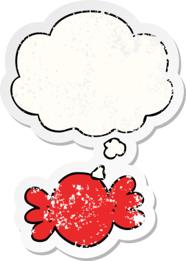 Üzüntülü bir çıkartma olarak düşünce balonlu orijinal çizgi film.