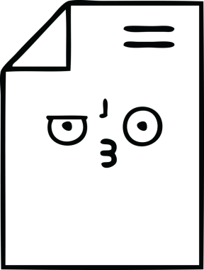 Orijinal çizgi bir kağıt yaprağının karikatürü