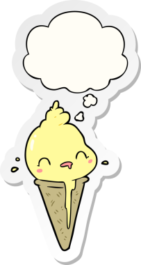 Yazılı çıkartma olarak düşünce baloncuklu orijinal çizgi film dondurması.