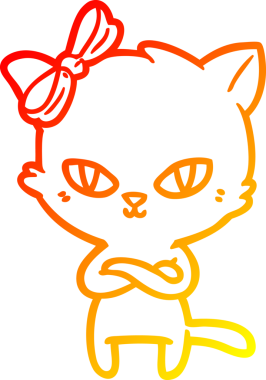 Sevimli bir çizgi film kedisinin orjinal sıcak çizgi çizimi
