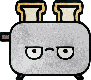 Orijinal grunge deseni bir tost makinesinin karikatürü