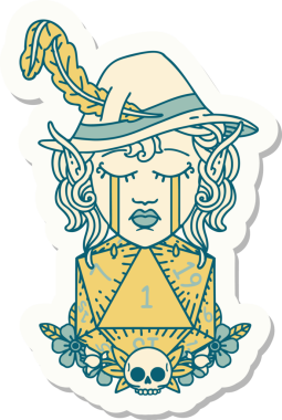 Ağlayan elf ozan karakterinin orijinal çıkartması.