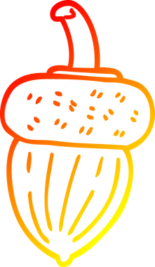 Bir karikatür meşe palamudunun orijinal sıcak çizgi çizimi