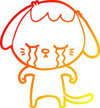 Orjinal sıcak çizgi çizgi film karakteri ağlayan köpeğin çizimi