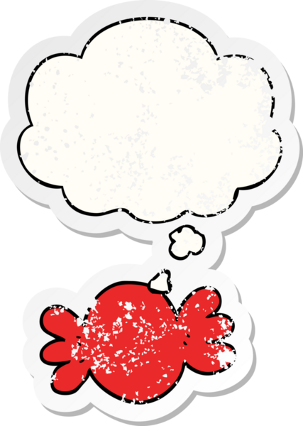 Üzüntülü bir çıkartma olarak düşünce balonlu orijinal çizgi film.