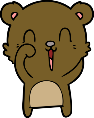 Bir insan tarafından çizilmiş mutlu çizgi film ayısı.