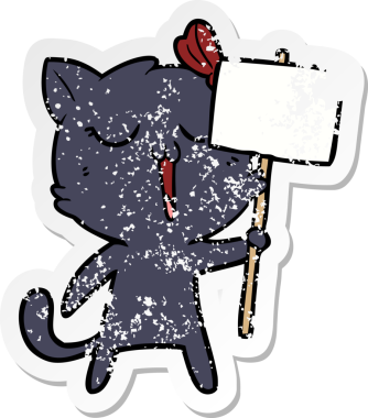 Bir insan tarafından çizilmiş karikatür bir kedinin sıkıntılı çıkartması.