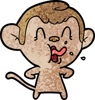 Bir insan tarafından çizilmiş çılgın çizgi film maymunu