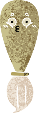 Bir insan tarafından çizilmiş bir boya fırçasının retro çizim tarzı karikatürü