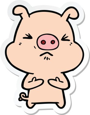 Bir insan tarafından çizilmiş kızgın bir domuzun çıkartması.