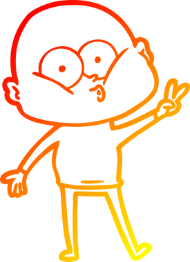 Bir insan tarafından çizilmiş kel bir adamın sıcak çizgi çizimi.