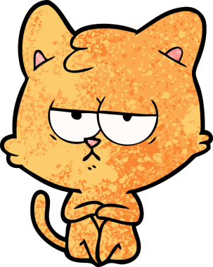 Bir insan tarafından çizilmiş sıkıcı çizgi film kedisi.