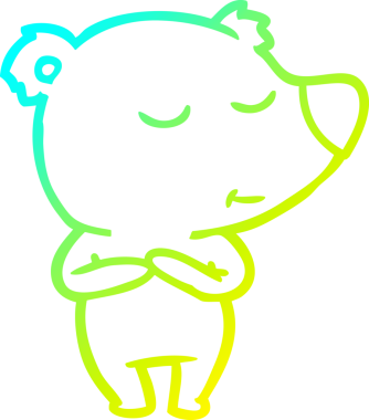 Bir insan tarafından çizilen mutlu çizgi film ayısının soğuk gradyan çizgisi.