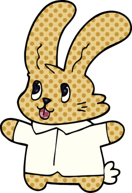 Bir insan tarafından çizilmiş neşeli tavşan.