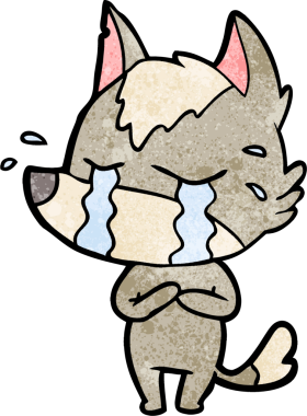 Bir insan tarafından çizilmiş ağlayan kurt çizgi filmi.