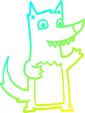 Bir insan tarafından çizilmiş bir kurdun soğuk çizgi çizimi.