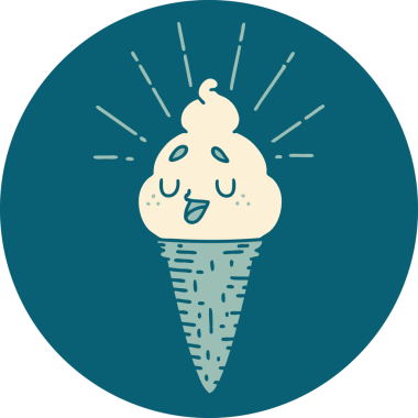 Bir insan tarafından çizilmiş dövme stili dondurma karakterinin simgesi