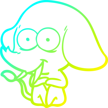 Bir insan tarafından çizilmiş mutlu bir filin soğuk gradyan çizgisi.