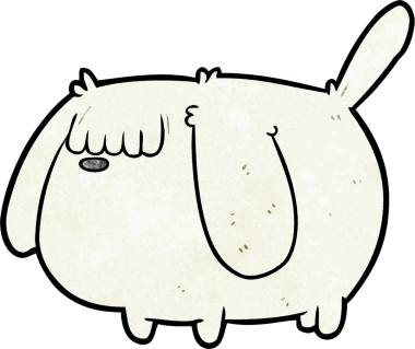 Bir insan tarafından çizilmiş komik bir çizgi film köpeği.