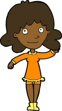 Çizgi film dostu bir kadın bir insan tarafından çiziliyor.