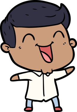 Bir insan tarafından çizilmiş gülen çizgi film adamı.