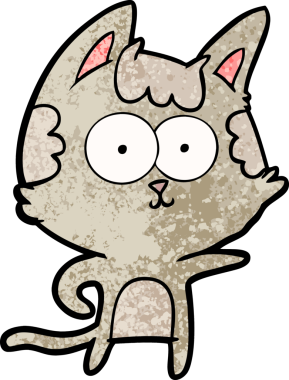 Bir insan tarafından çizilmiş mutlu çizgi film kedisi