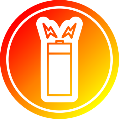 Bir insan tarafından çizilmiş sıcak gradyan bitişli akü dairesel simgesi