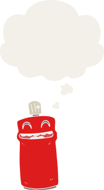 Düşünce baloncuklu çizgi film spreyi insan tarafından çizilmiş.