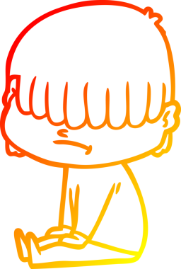 Bir insan tarafından çizilmiş dağınık saçlı bir çizgi film çocuğunun sıcak çizgi çizimi.