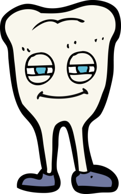 Bir insan tarafından çizilmiş gülümseyen diş.