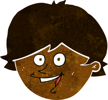 Bir insan tarafından çizilmiş mutlu çocuk yüzü.